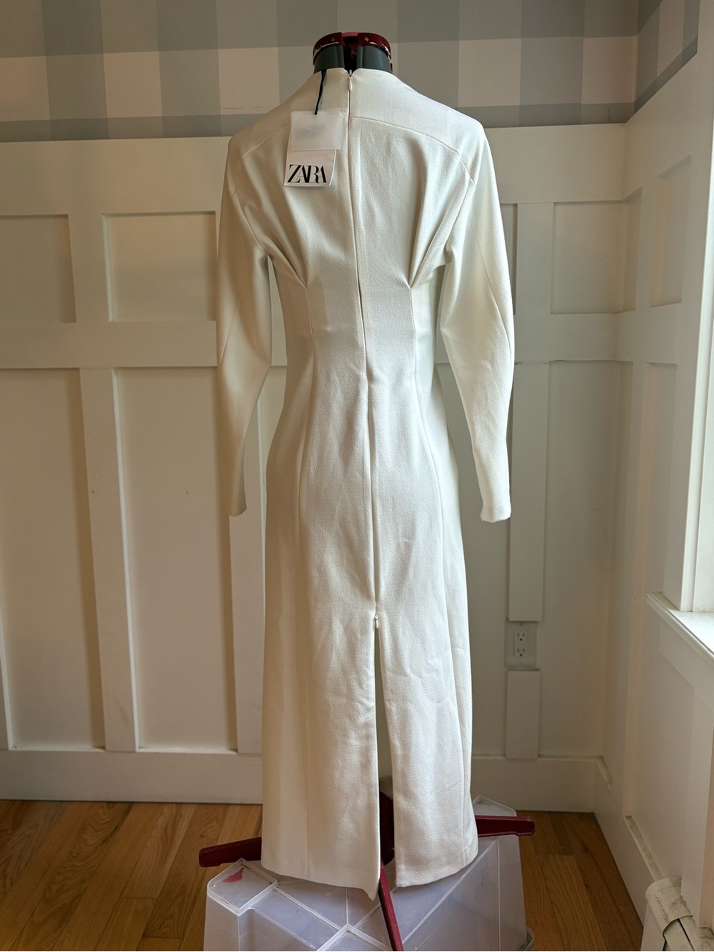 Zara White Long-Sleeve Formal Wedding Maxi Dress Small - Picture 4 of 10
